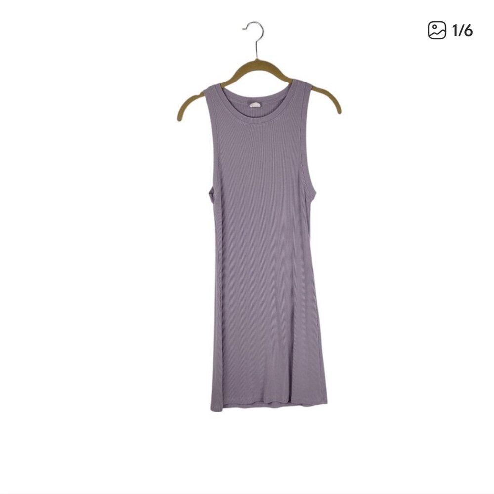 Aritzia Wilfred Free Dunes Mini Tank Dress Ribbed Purple Size small